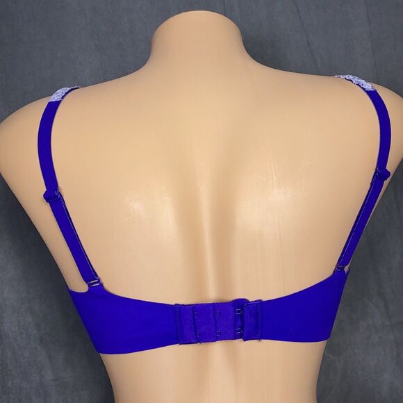 Victoria's Secret Push Up Bra Size 34D Purple Lace Trim Velvet 10835454 Pearl - Picture 5 of 8